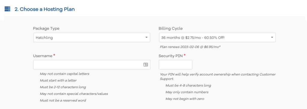 Confirm Your Hosting Plan