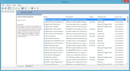 Access Windows Services - services.msc