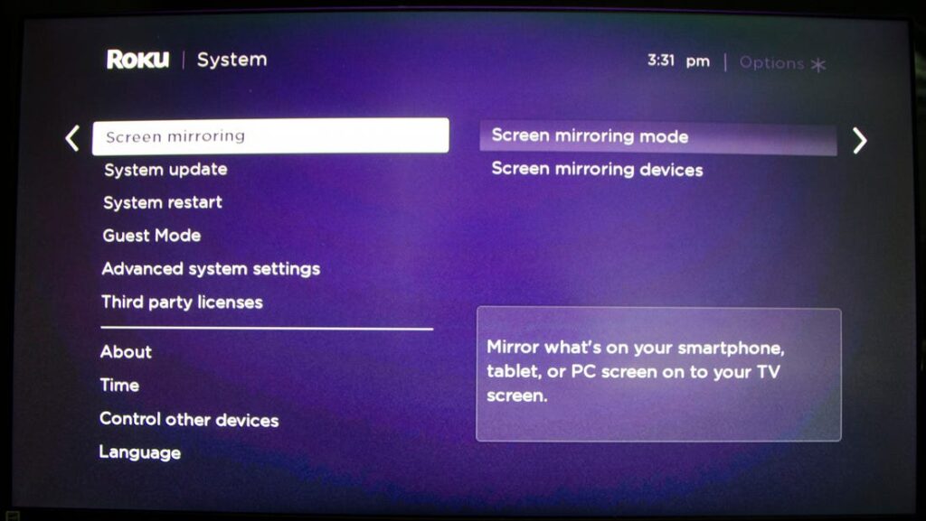 Screen Mirroring Mode