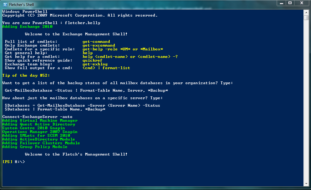 The PowerShell console - powershell