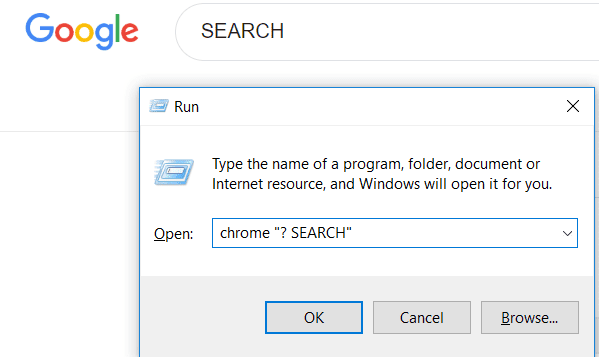 You can search with a web browser using the Run command