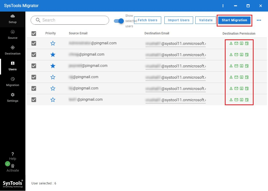 Validate the data, and click the Start Migration